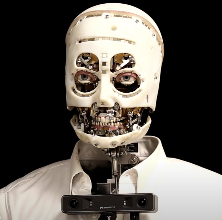 人間の顔の動きを高いレベルで模倣したロボット